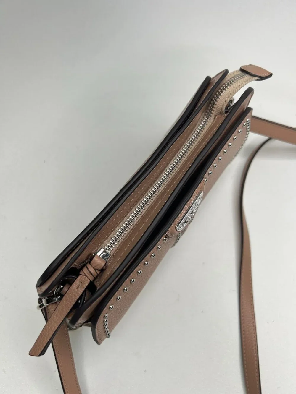 BRIGHTON Beckman Organizer Bag (Buff) Pebbled Leather Crossbody Bag $415